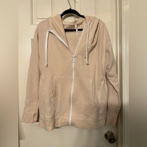 Fabletics Hooded Open Front Cardigan Two Pockets Womens size L color cream